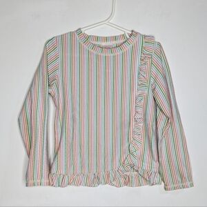 Ruffle Butts Colorful Rainbow Striped Long Sleeve Rash guard Swim Cover Up 4T